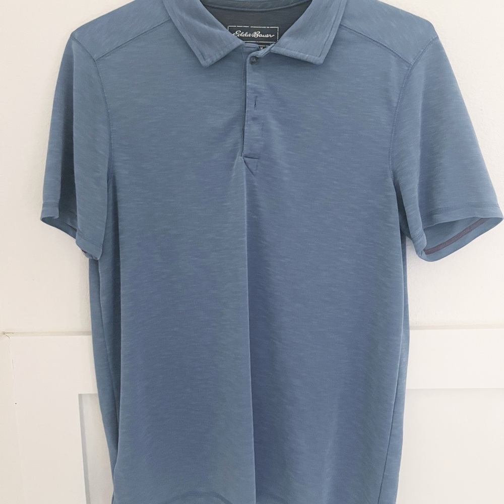 Eddie Bauer Men's Active Slate Blue Polo Shirt - Medium